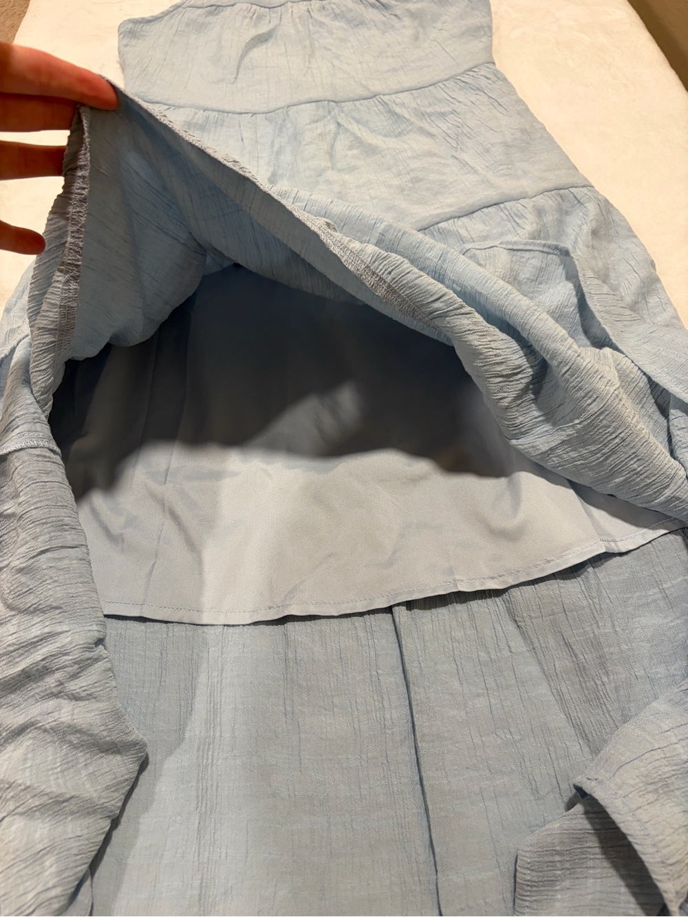 Light Blue Tiered Midi Sleeveless Dress - Size Small - Picture 7 of 9